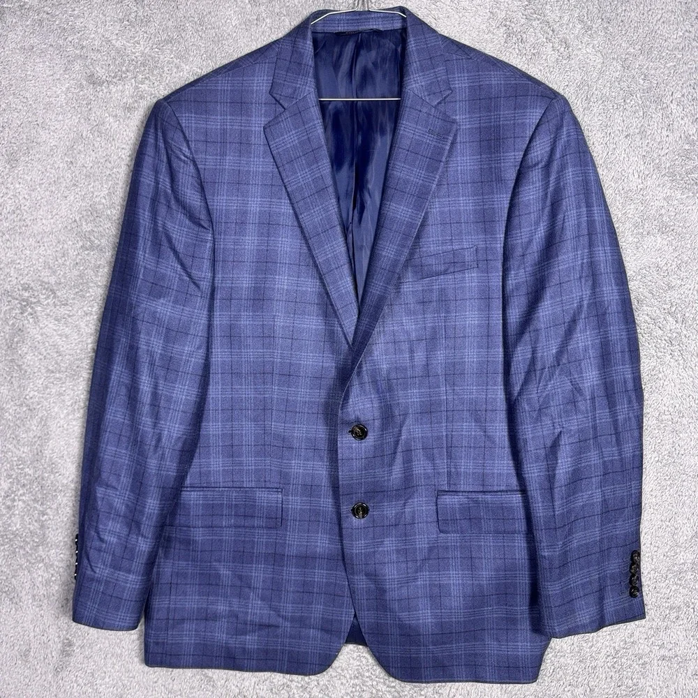 Ralph Lauren Blazer Men 44R Silk Wool Glen Windowpane Suit Jacket Sport Coat